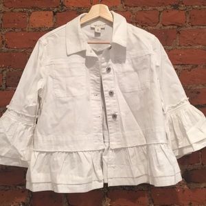 Bell Sleeve White Denim Jacket